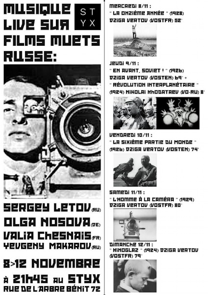 Soviet silent films at Styx Brussels, music by Sergey Letov